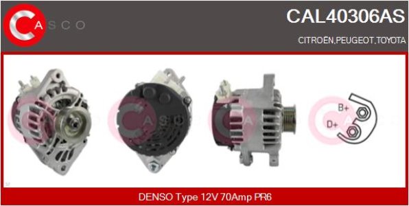 ALTERNATOR 12V 70A CASCO CAL40306AS 