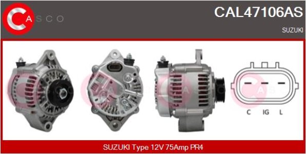 ALTERNATOR 12V 75A CASCO CAL47106AS 