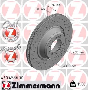 Tarcza hamulcowa ZIMMERMANN 460 4536 70 99135240703 PORSCHE 911 (991)  13- LT