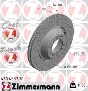 Tarcza hamulcowa ZIMMERMANN 460 4537 70 99135240803 PORSCHE 911 (991)  13- PT