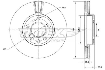 TARCZA HAMULCOWA TOMEX brakes TX71 04 7H0615301D VW T5 03- KOŁA 16