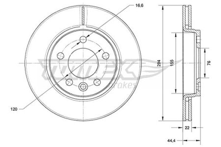 TARCZA HAMULCOWA TOMEX brakes TX71 07 7H0615601B VW T5 03- TYŁ