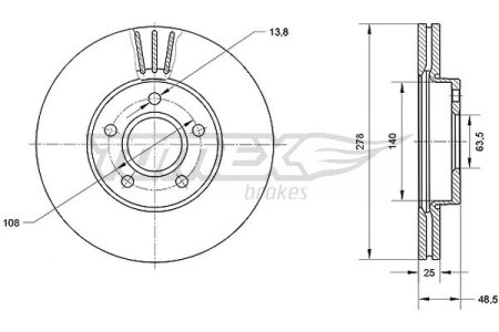 TARCZA HAMULCOWA TOMEX brakes TX71 11 1223663 FORD FOCUS II 04-11