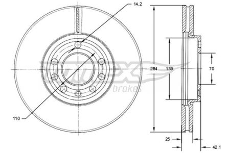 TARCZA HAMULCOWA TOMEX brakes TX71 30 0569003 OPEL VECTRA C 02-08 1,6-2,2DTI