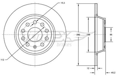 TARCZA HAMULCOWA TOMEX brakes TX71 37 1K0615601M VW PASSAT 05- TYŁ