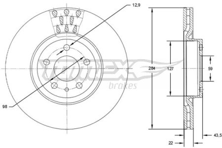 TARCZA HAMULCOWA TOMEX brakes TX71 39 46445006 FIAT TIPO 15- PRZÓD