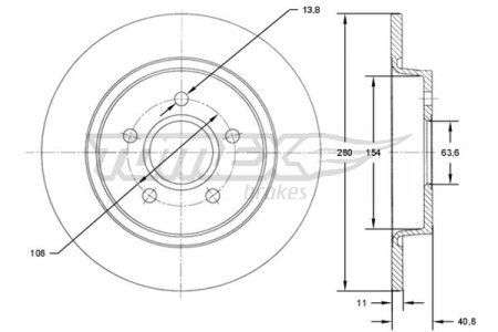 TARCZA HAMULCOWA TOMEX brakes TX71 75 1253962 FORD FOCUS II 04- TYŁ