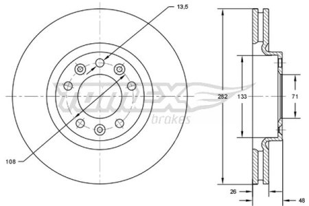 TARCZA HAMULCOWA TOMEX brakes TX72 24 4249L3 PEUGEOT 508 10- PRZÓD