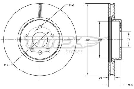 TARCZA HAMULCOWA TOMEX brakes TX72 53 569070 OPEL ASTRA J 09-15 PRZÓD