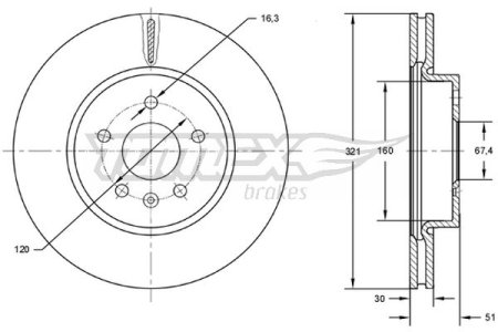 TARCZA HAMULCOWA TOMEX brakes TX72 55 569064 OPEL INSIGNIA A 08-17 PRZÓD KOŁA 17