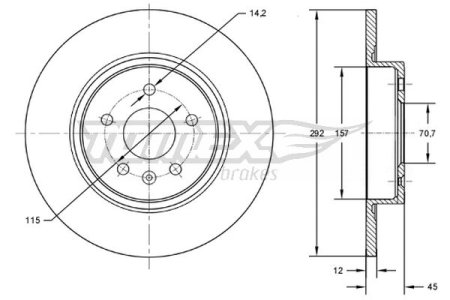 TARCZA HAMULCOWA TOMEX brakes TX72 59 569071 OPEL ASTRA J 09-15 TYŁ