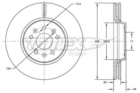 TARCZA HAMULCOWA TOMEX brakes TX72 63 424925 FIAT SCUDO 07- PRZÓD