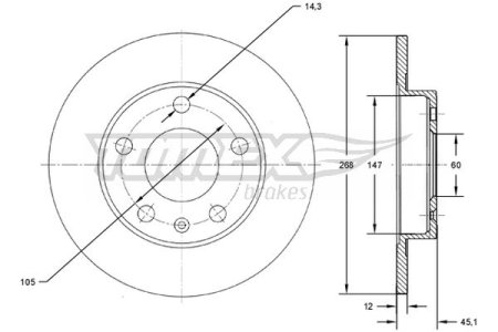 TARCZA HAMULCOWA TOMEX brakes TX72 65 569072 OPEL ASTRA J 09-15 TYŁ