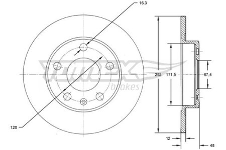 TARCZA HAMULCOWA TOMEX brakes TX72 70 569025 OPEL INSIGNIA A 08-17 TYŁ