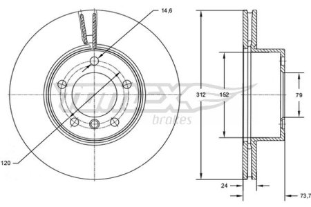 TARCZA HAMULCOWA TOMEX brakes TX72 78 34116774875 BMW 3 E90 05-11