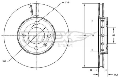 TARCZA HAMULCOWA TOMEX brakes TX72 87 1S0615301 VW UP 11- PRZÓD
