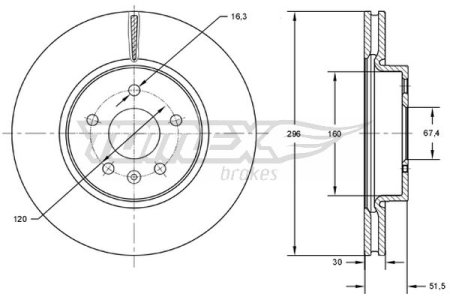 TARCZA HAMULCOWA TOMEX brakes TX72 88 569063 OPEL INSIGNIA A 08-17 PRZÓD