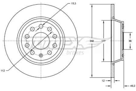 TARCZA HAMULCOWA TOMEX brakes TX72 92 4F0615601E AUDI A6 04-11 TYŁ