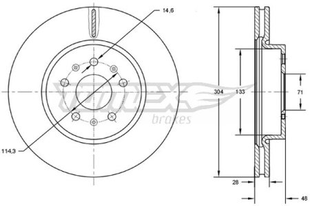TARCZA HAMULCOWA TOMEX brakes TX72 93 424993 PEUGEOT 508 10- PRZÓD