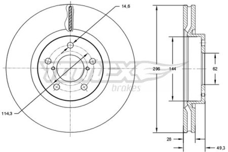 TARCZA HAMULCOWA TOMEX brakes TX72 94 4351242050 TOYOTA RAV 4 06- PRZÓD