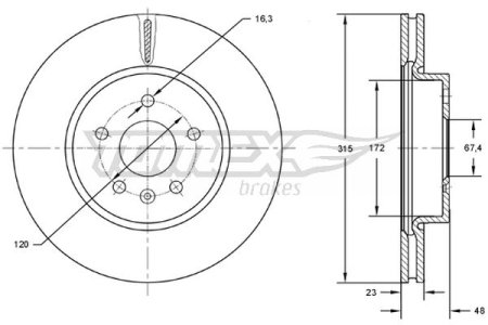 TARCZA HAMULCOWA TOMEX brakes TX72 97 569062 OPEL INSIGNIA A 08-17 TYŁ