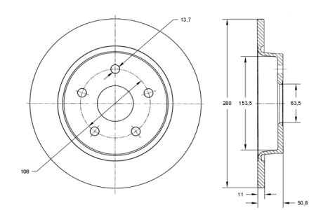 TARCZA HAMULCOWA TOMEX brakes TX73 01 1683383 FORD C-MAX 10- TYŁ