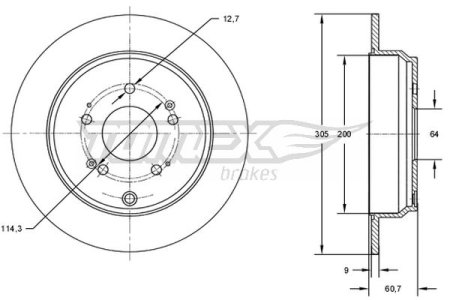 TARCZA HAMULCOWA TOMEX brakes TX73 04 42510SCAE50 HONDA CR-V II 02-06 TYŁ