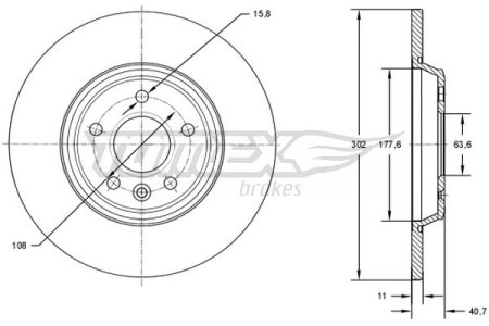 TARCZA HAMULCOWA TOMEX brakes TX73 08 30769059 VOLVO S80 II 06- TYŁ
