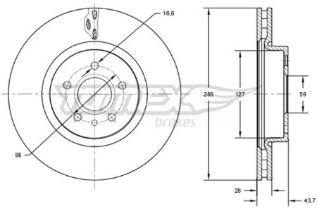 TARCZA HAMULCOWA TOMEX brakes TX73 13 1325772080 FIAT ULYSSE 02