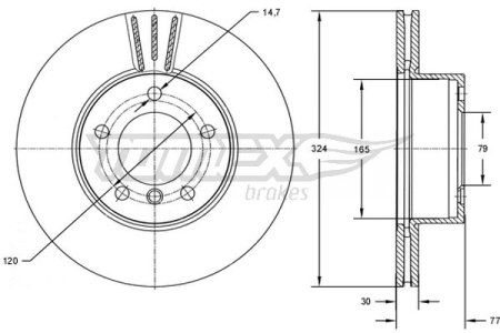 TARCZA HAMULCOWA TOMEX brakes TX73 15 34116753221 przód BMW 5 E60 03-10 WEN.