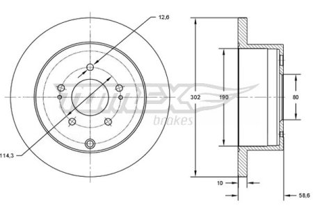TARCZA HAMULCOWA TOMEX brakes TX73 16 4615A035 MITSUBISHI OUTLANDER 07- TYŁ