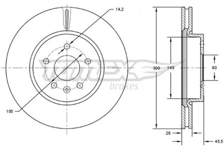 TARCZA HAMULCOWA TOMEX brakes TX73 17 569091 OPEL MOKKA 12