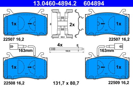 KLOCKI HAMULCOWE ATE 13 0460 4894 77367677 ALFA ROMEO STELVIO 16- PRZÓD