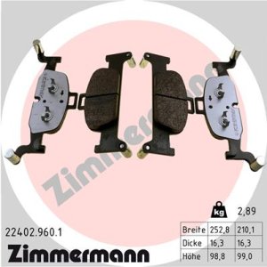 Klocki hamulcowe ZIMMERMANN 22402 960 1 8W0698151L AUDI A4 15- PRZÓD