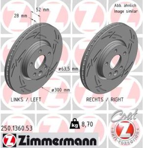 Tarcza hamulcowa ZIMMERMANN 250.1360.53 1379965 FORD MONDEO 07- przód