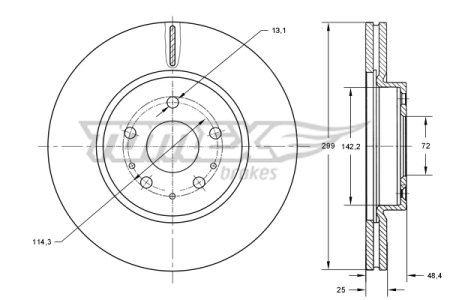 Tarcza hamulcowa TOMEX brakes TX73-22 G33Y3325X MAZDA 6 07-13 przód