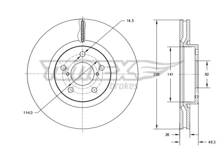 Tarcza hamulcowa TOMEX brakes TX73-23 435120F010 TOYOTA AVENSIS 05-09