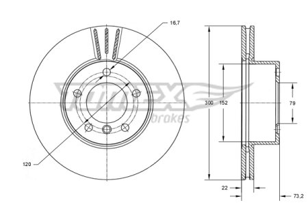 Tarcza hamulcowa TOMEX brakes TX74-01 34116792217 BMW 1 F20 11-przód