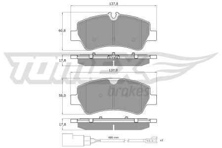 Klocki hamulcowe TOMEX brakes 16961 1916327 FORD TRANSIT 13- tył