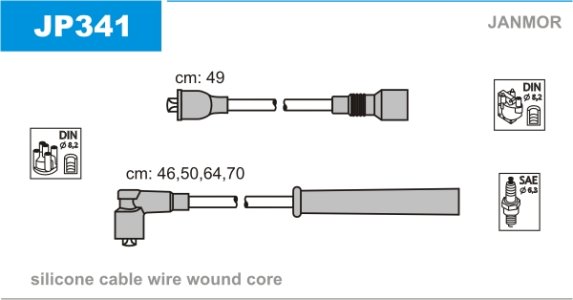 Przewody wysokiego napięcia komplet JANMOR JP341 JP64
