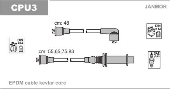 Przewody wysokiego napięcia komplet JANMOR CPU3 CPS3