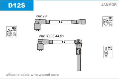 Przewody wysokiego napięcia komplet JANMOR D12S 