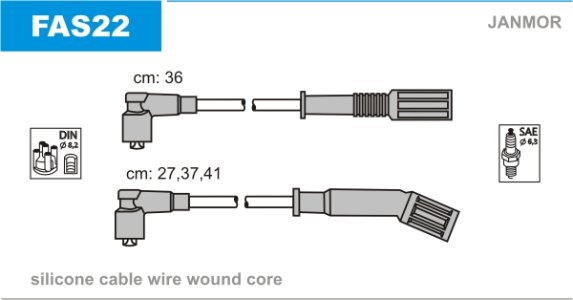 Przewody wysokiego napięcia komplet JANMOR FAS22 