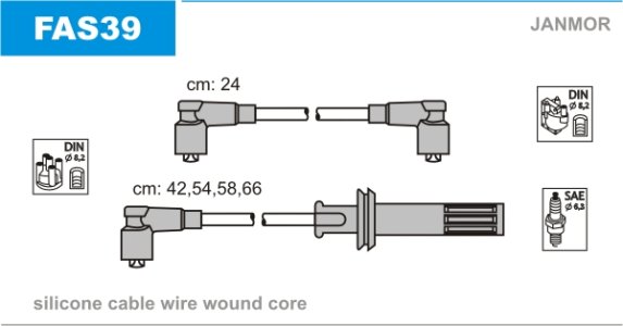 Przewody wysokiego napięcia komplet JANMOR FAS39 
