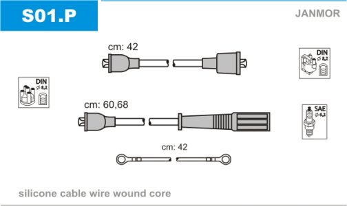 Przewody wysokiego napięcia komplet JANMOR S01.P S01