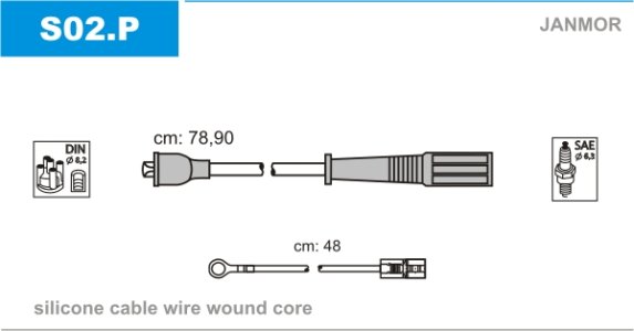 Przewody wysokiego napięcia komplet JANMOR S02.P S02