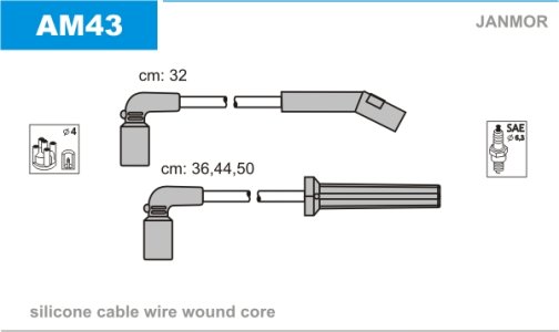 Przewody wysokiego napięcia komplet JANMOR AM43 