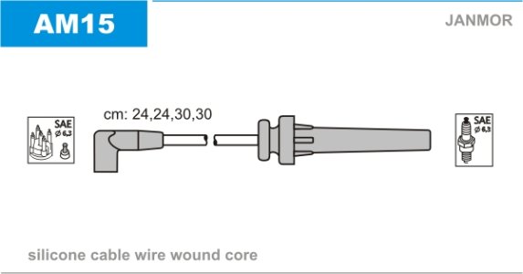 Przewody wysokiego napięcia komplet JANMOR AM15 