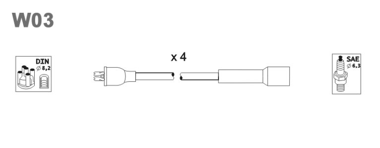 Przewody wysokiego napięcia komplet JANMOR W03 