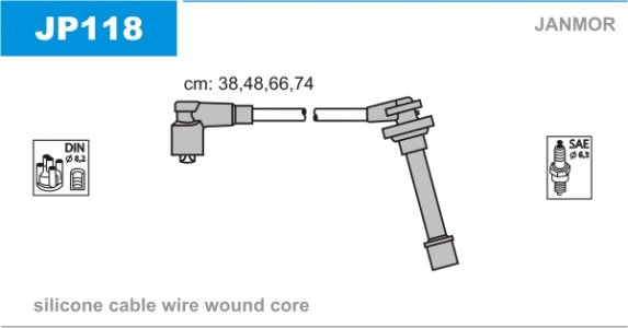 Przewody wysokiego napięcia komplet JANMOR JP118 